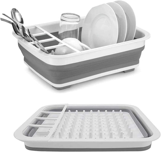Foldable Drying Dish Rack,Silicone Dishes Water Drainer Plate Basket Suitable for Kitchen Rv Campers Portable Tableware Storage Box